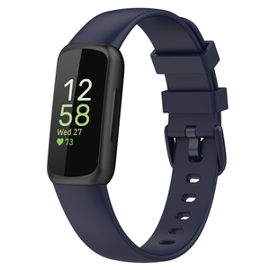 Fr Fitbit Inspire 3 Einfarbiges Silikon Uhrenarmband in der Gre L Dunkelblau Ersatz Armband Smart Uhr