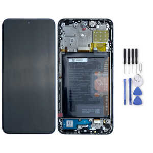 Honor Display LCD mit Rahmen + Akku fr Honor X8a 0235AEUK Einheit Ersatzteil Titanium Silver