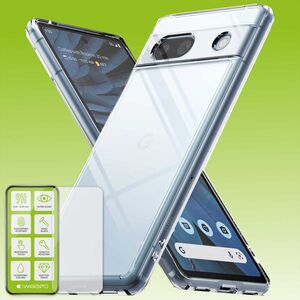 Fr Google Pixel 7A Silikoncase TPU Transparent + 0,26 H9 Glas Handy Tasche Hlle Schutz Cover