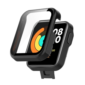 Fr Xiaomi Mi Watch Lite Schutzhlle PC + Glas Schwarz Uhr Hlle Case