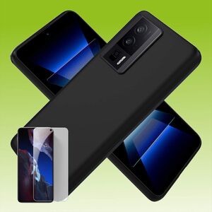Fr Xiaomi Poco F5 Pro Silikoncase TPU Schwarz + 0,26 H9 Glas Handy Tasche Hlle Schutz Cover
