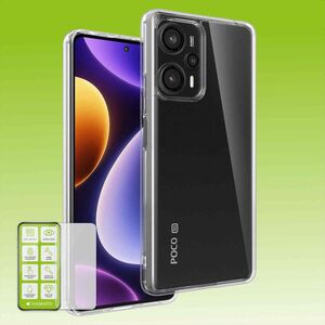 F�r Xiaomi Poco F5 Silikoncase TPU Transparent + 0,26 H9 Glas Handy Tasche H�lle Schutz Cover