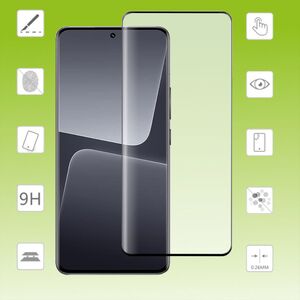 Fr Xiaomi 13 Ultra 4D Premium 0,3 mm H9 Curved Hart Glas Panzer Schwarz Folie Schutz Hlle Neu