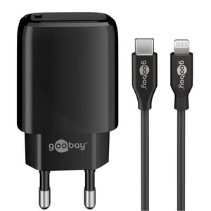Goobay USB-C Netzteil mit Apple Lightning Kabel 1m Kabel Schwarz