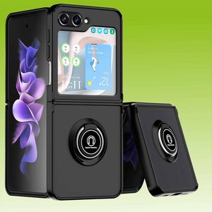F�r Samsung Galaxy Z Flip5 5G Ring Magnet Handy Tasche H�lle Schwarz