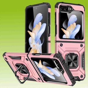Fr Samsung Galaxy Z Flip5 5G Armor Magnet Ring Cover Handy Hlle Case Rosa