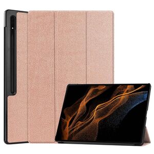 Fr Samsung Galaxy Tab S10 / S9 / S8 Ultra 3folt Wake UP Smart Cover Rose Gold Tasche Etuis Hlle
