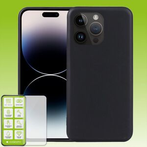 F�r Apple iPhone 15 TPU Case Schwarz + 0,26 H9 Glas H�lle Schutz Cover