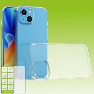F�r Apple iPhone 15 Silikoncase TPU Transparent + 0,26 H9 Glas Handy Tasche H�lle Schutz Cover