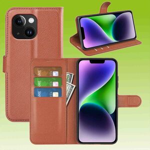 Fr Apple iPhone 15 Handy Tasche Wallet Premium Schutz Hlle Case Cover Etuis Neu Zubehr Braun