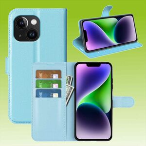 Fr Apple iPhone 15 Handy Tasche Wallet Premium Schutz Hlle Case Cover Etuis Neu Zubehr Hellblau
