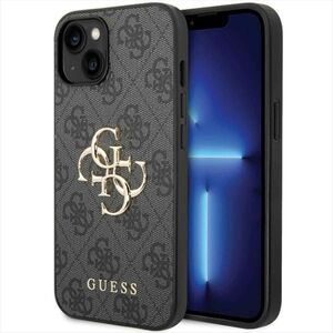 Guess Apple iPhone 15 Schutzhlle Cover Case Hlle 4G Metal Logo Grau