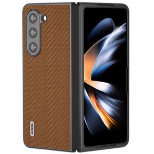F�r Samsung Galaxy Z Fold5 5G Carbon Textur Schutz H�lle Hellbraun