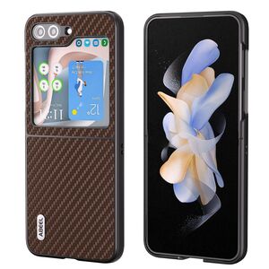 F�r Samsung Galaxy Z Flip5 5G Carbon Textur Schutzh�lle Dunkelbraun