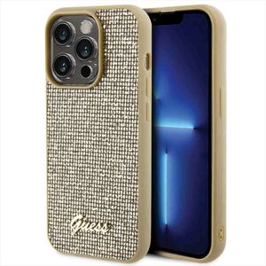 Guess Apple iPhone 15 Pro Schutzhlle Cover Disco Metal Script Gold
