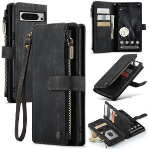 Fr Google Pixel 8 Pro CaseMe Handy Tasche Kunstleder Hlle Schwarz
