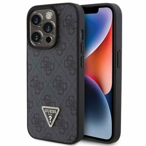 Guess Apple iPhone 15 Pro Max Case Leather 4G Diamond Triangle Schwarz