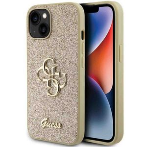 Guess Apple iPhone 15 Schutzhlle Case Glitter Script Big 4G Gold