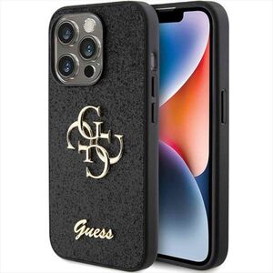 Guess Apple iPhone 15 Pro Schutzhlle Glitter Script Big 4G Schwarz 