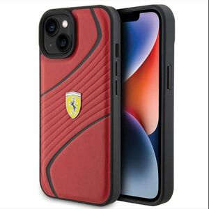 Ferrari Apple iPhone 15 Schutzhlle Case Cover Twist Metal Logo Rot