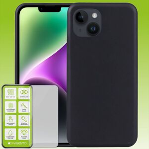 F�r Apple iPhone 15 Plus TPU Case Schwarz + 0,26 H9 Glas H�lle Schutz Cover