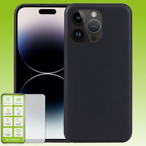 F�r Apple iPhone 15 Pro TPU Case Schwarz + 0,26 H9 Glas H�lle Schutz Cover
