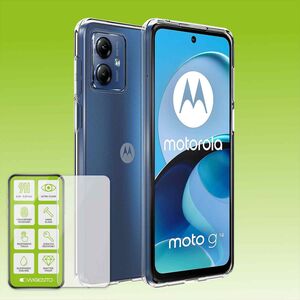 Fr Motorola Moto G14 Silikoncase TPU Transparent + 0,26 H9 Glas Handy Tasche Hlle Schutz Cover