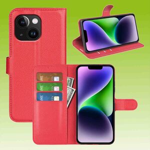 Fr Apple iPhone 15 Plus Handy Tasche Wallet Premium Schutz Hlle Case Cover Etuis Neu Zubehr Rot