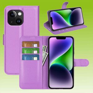 Fr Apple iPhone 15 Plus Handy Tasche Wallet Premium Schutz Hlle Case Cover Etuis Neu Zubehr Lila