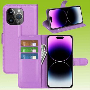 Fr Apple iPhone 15 Pro Handy Tasche Wallet Premium Schutz Hlle Case Cover Etuis Neu Zubehr Lila