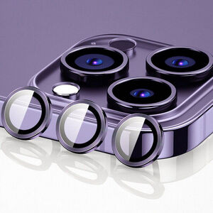 F�r Apple iPhone 15 Pro / Pro Max Schutzglas Kamera Linse H9 Dark Lila