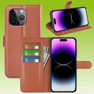 F�r Apple iPhone 15 Pro Max Handy Tasche Wallet Premium Schutz H�lle Case Cover Etuis Neu Zubeh�r Braun