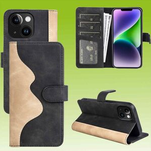 Fr Apple iPhone 15 Design Handy Tasche Wallet Premium Schwarz Schutz Hlle Case Cover Etuis Zubehr