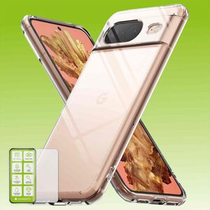 Fr Google Pixel 8 Silikoncase TPU Transparent + 0,26 H9 Glas Handy Tasche Hlle Schutz Cover