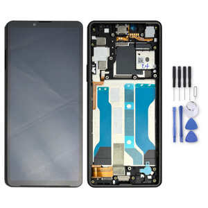 Fr Sony Xperia 10 V A5061090A Display Full LCD mit Rahmen Einheit Touch Reparatur Schwarz