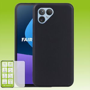 F�r Fairphone 5 TPU Case Schwarz + 0,26 H9 Glas H�lle Schutz Cover
