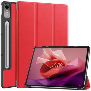 Fr Lenovo Tab P12 12.7 Zoll 3folt Wake UP Smart Cover Rot Tasche Etuis Hlle
