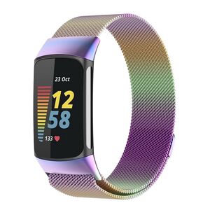 Fr Fitbit Charge 6 / 5 Metall Stahl Mesh Armband mit Magnetverschluss