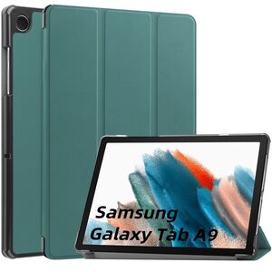 Fr Samsung Galaxy Tab A9 3folt Wake UP Smart Cover Tasche Etuis Hlle Dunkelgrn