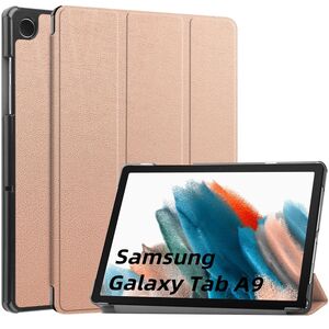 Fr Samsung Galaxy Tab A9 3folt Wake UP Smart Cover Tasche Etuis Hlle Rose Gold