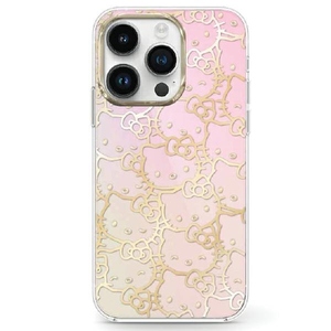 Hello Kitty Apple iPhone 15 Silikon Hardcase Crowded Kitty Head Rosa