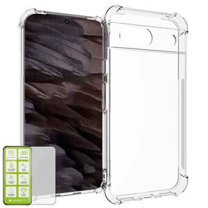 Fr Google Pixel 8a Schock TPU Case Transparent + 0,26 H9 Glas Hlle