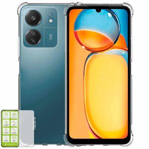 Fr Xiaomi Redmi 13C Schock TPU Case Transparent + 0,26 H9 Glas Hlle