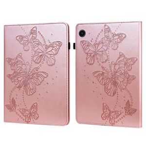 Fr Samsung Galaxy Tab A9 Schmetterling Muster 2 Kunstleder Hlle Cover Tasche Case Pink
