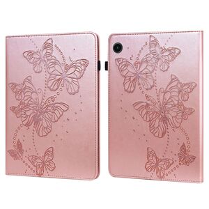 Fr Samsung Galaxy Tab A9 Schmetterling Muster 2 Kunstleder Hlle Cover Tasche Pink