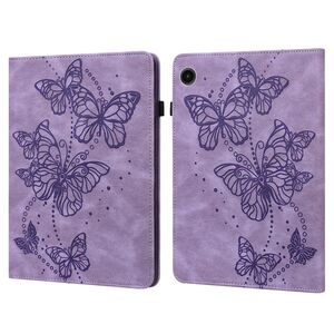 Fr Samsung Galaxy Tab A9 Schmetterling Muster 2 Kunstleder Hlle Cover Tasche Case Lila