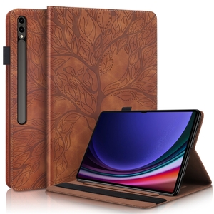 F�r Samsung Galaxy Tab S10 / S9 / S8 Ultra Baum Muster Kunstleder Schutz H�lle Cover Tasche Case Braun