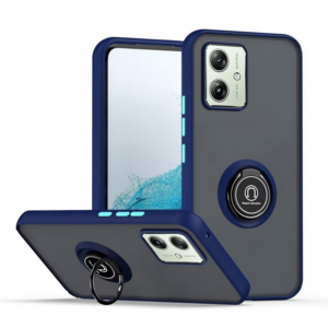 Fr Motorola Moto G54 Design TPU / PC Handy Hlle Cover + Ring Dunkelblau / Hellblau