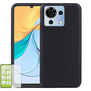 Fr ZTE Blade V50 Vita TPU Hlle Case Schwarz + 0,26 H9 Glas Schutz