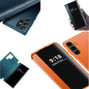 Fr Samsung Galaxy S24 View Spiegel Handy Smart Cover Wake UP Orange